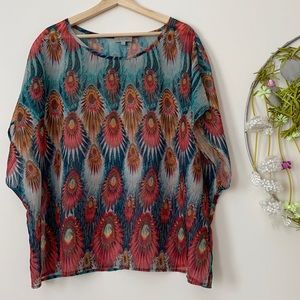 Peacock Feather Sheer Top